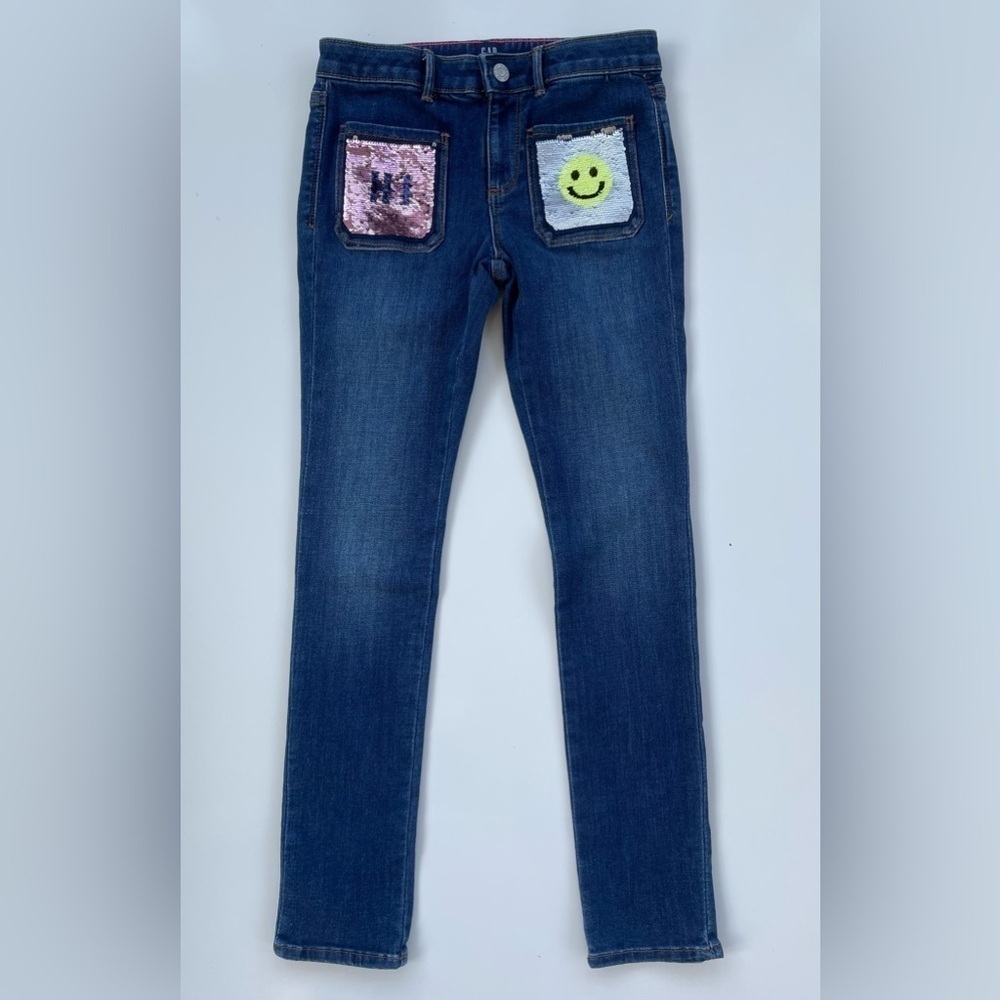 GAP Kids Girls' Flippy Sequin Skinny Jeans with Stretch Size 10